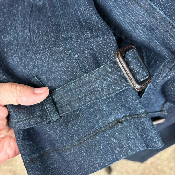 FOCUS-2000 Denim Trench Coat-fully lined/belted-Woman’s 14-EUC - Picture 6 of 14